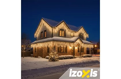 Zewnętrzny łańcuch LED na Boże Narodzenie - deszcz 500 LED - 20m ciepła biała