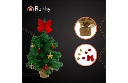 Mała sztuczna choinka bożonarodzeniowa 45 cm – ozdobiona