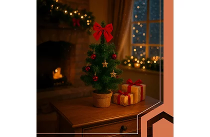 Mała sztuczna choinka bożonarodzeniowa 45 cm – ozdobiona