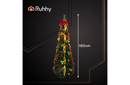 Składany sztuczny choinka 180 cm – ozdobiony