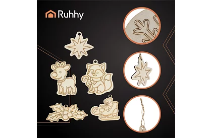 Drewniane ozdoby świąteczne do dokończenia 24 szt.