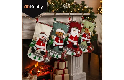 Skarpetki ozdobne na Boże Narodzenie - zestaw 4 sztuki z różnymi wzorami