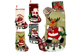 Skarpetki ozdobne na Boże Narodzenie - zestaw 4 sztuki z różnymi wzorami