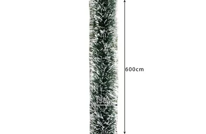 Długi łańcuch świąteczny – biało-zielona girlanda 6 metrów