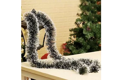 Długi łańcuch świąteczny – biało-zielona girlanda 6 metrów