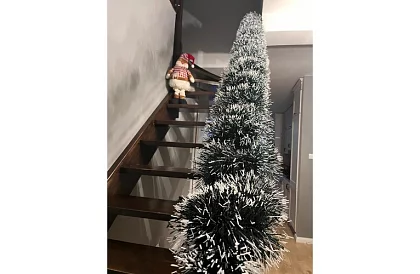 Długi łańcuch świąteczny – biało-zielona girlanda 6 metrów