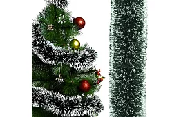 Długi łańcuch świąteczny – biało-zielona girlanda 6 metrów