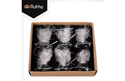 Szklane aniołki z piórami – 6 sztuk