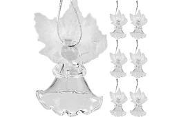 Szklane aniołki z piórami – 6 sztuk