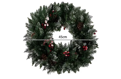 Dekoracyjny śnieżny wieniec na drzwi