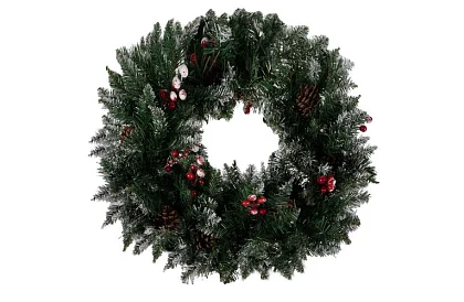 Dekoracyjny śnieżny wieniec na drzwi