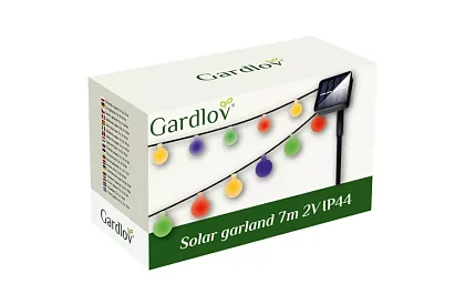 Dekoracyjny zewnętrzny łańcuch solarny Balls – 7 metrów, multikolor