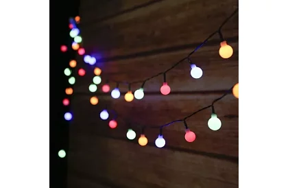 Dekoracyjny zewnętrzny łańcuch solarny Balls – 7 metrów, multikolor