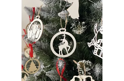 Drewniane białe ozdoby świąteczne 20 sztuk