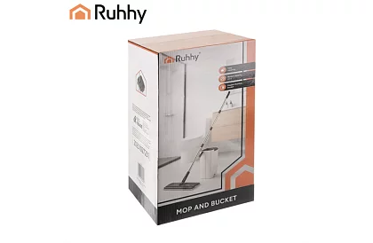 Praktyczny płaski mop + wiadro 8,5 litra – dwukomorowe z akcesoriami