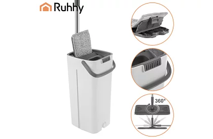 Praktyczny płaski mop + wiadro 8,5 litra – dwukomorowe z akcesoriami