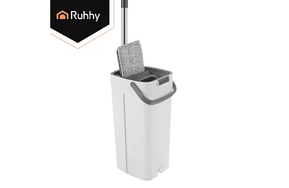 Praktyczny płaski mop + wiadro 8,5 litra – dwukomorowe z akcesoriami
