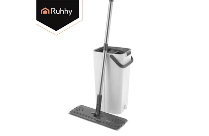 Praktyczny płaski mop + wiadro 8,5 litra – dwukomorowe z akcesoriami