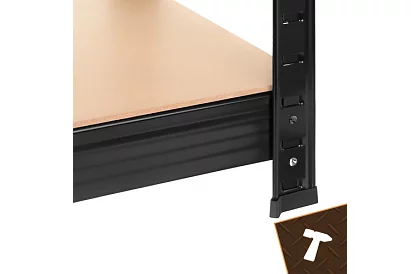 Regał metalowy czarny, 4 półki - 150x75x30 cm