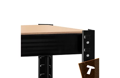 Regał metalowy czarny, 4 półki - 150x75x30 cm