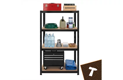 Regał metalowy czarny, 4 półki - 150x75x30 cm