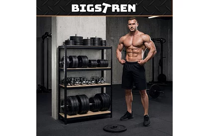 Regał metalowy czarny, 4 półki - 150x75x30 cm