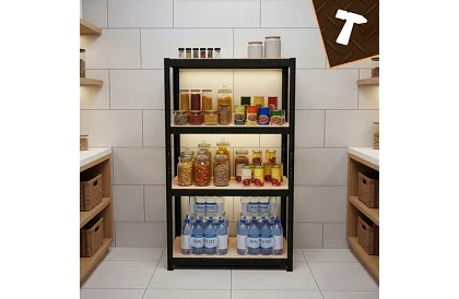 Regał metalowy czarny, 4 półki - 150x75x30 cm