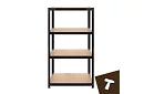 Regał metalowy czarny, 4 półki - 150x75x30 cm