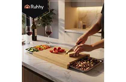 Deska bambusowa z wysuwanymi pojemnikami