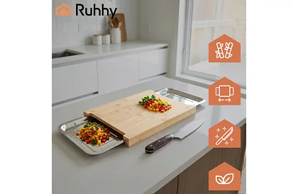 Deska bambusowa z wysuwanymi pojemnikami