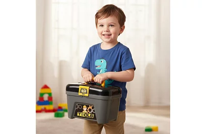 Warsztat dziecięcy 3w1, wózek z narzędziami - 59 elementów