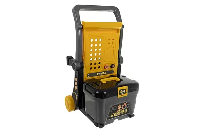 Warsztat dziecięcy 3w1, wózek z narzędziami - 59 elementów