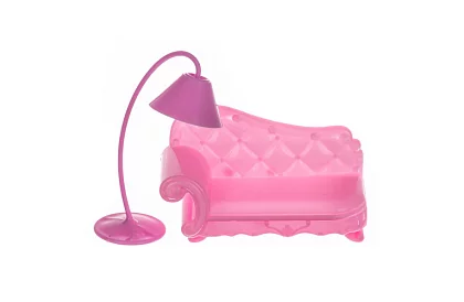 Trzypiętrowy domek dla lalek z balkonem + lalka + 22 sztuki mebli