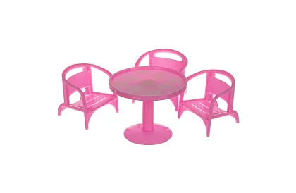 Trzypiętrowy domek dla lalek z balkonem + lalka + 22 sztuki mebli