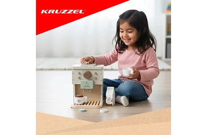 Drewniany ekspres do kawy z akcesoriami