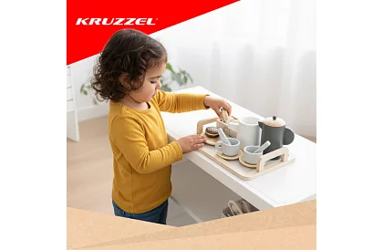 Zestaw herbaty drewniany - duży serwis herbaciany