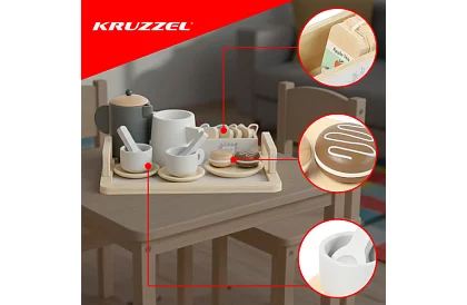 Zestaw herbaty drewniany - duży serwis herbaciany