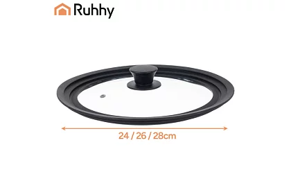 Uniwersalna pokrywa silikonowo-szklana 3 w 1 - średnica 24/26/28 cm
