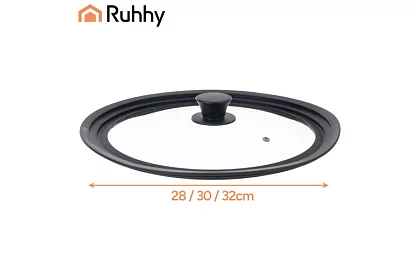Uniwersalna pokrywka silikonowo-szklana 3 w 1 - średnica 28/30/32 cm