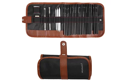 Zestaw profesjonalnych narzędzi do szkicowania w etui