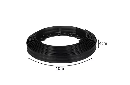 Niewidoczny krawężnik 4 cm x 10 m - Czarny brzeg ogrodowy + 20 kołków