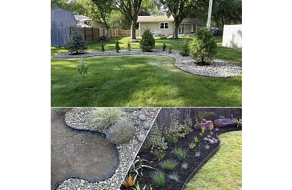 Niewidoczny krawężnik 4 cm x 10 m - Czarny brzeg ogrodowy + 20 kołków