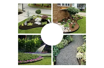 Niewidoczny krawężnik 4 cm x 10 m - Czarny brzeg ogrodowy + 20 kołków