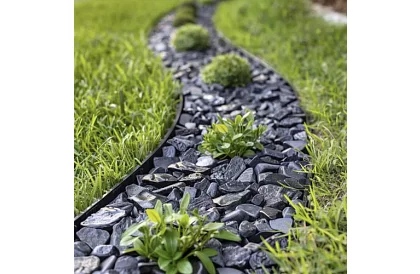 Niewidoczny krawężnik 4 cm x 10 m - Czarny brzeg ogrodowy + 20 kołków