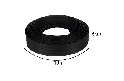 Niewidoczny krawężnik 6 cm x 10 m - Czarny brzeg ogrodowy + 20 kołków