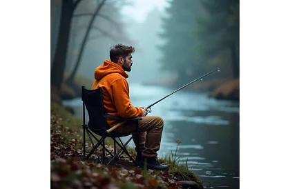 Zestaw kempingowy, czarny - stół wędkarski + dwa krzesła