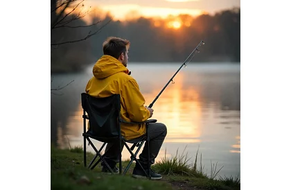 Zestaw kempingowy, czarny - stół wędkarski + dwa krzesła