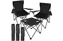 Zestaw kempingowy, czarny - stół wędkarski + dwa krzesła