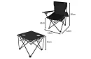 Zestaw kempingowy, czarny - stół wędkarski + dwa krzesła