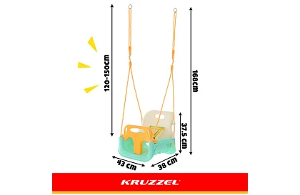 Huśtawka dziecięca kolorowa 3 w 1 - do 30 kg